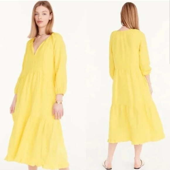 J. Crew Dresses & Skirts - JCrew Long-sleeve tiered dress in linen